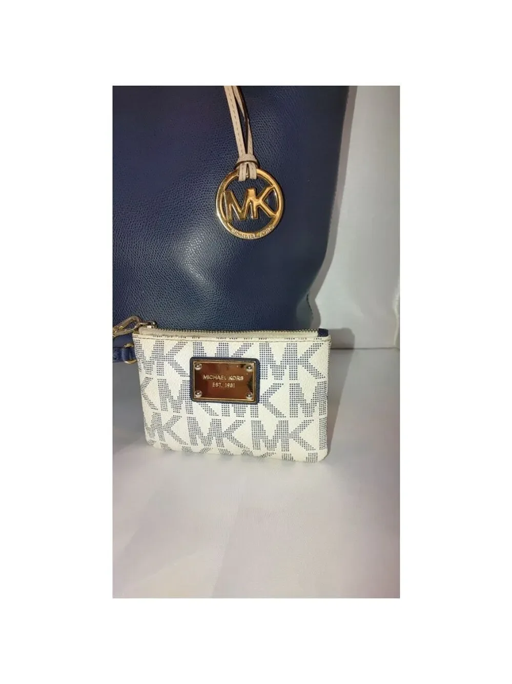 Michael Kors Saffiano Leather Tote & Wristlet in Navy